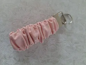 Pink Polka Dot Fabric Scrunchie Wristlet Keychain, Fashion Accessory for Daily Use