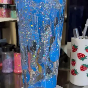 Lava Drip Cup -Sparkling Blue with Glitter Accents and Unique Drip Design