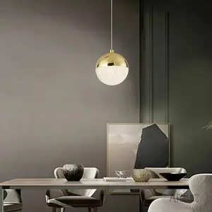 Adjustable LED Crystal Ball Pendant Light, Modern Dimmable Ceiling Lamp for Kitchen Dining Bedroom Bedside, 7w 3000/4000/6000k