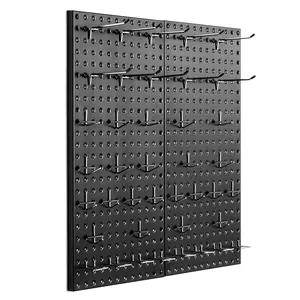 VEVOR Metal Pegboard Panels, 24x 12 Pegboard, 2 Panels, Heavy Duty Peg Board Wall Organizer with Accessories, for Living Room Garage Tool Storage Office Organization Craft Room Kitchen Home, Black