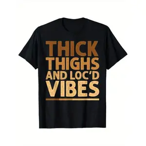 Summer t Shirts Thick Thighs and Loc'd Vibes Graphic T-Shirt for Women - Casual Oversized Fit Golf Gift T-Shirt For Men and Women