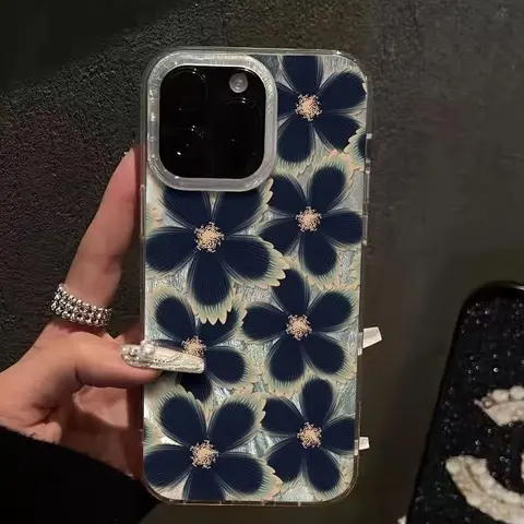 Luxury Floral Pattern Cellphone Cover for iPhone 17,16 Plus,16,15,14,13,12,11 Pro Max/Pro/Plus,AIR,Xs - TPU & PET Material, Anti-Fingerprint, Shockproof Airbag Corners, Precise Cutouts, Protective Durable Mobile Phone Accessories