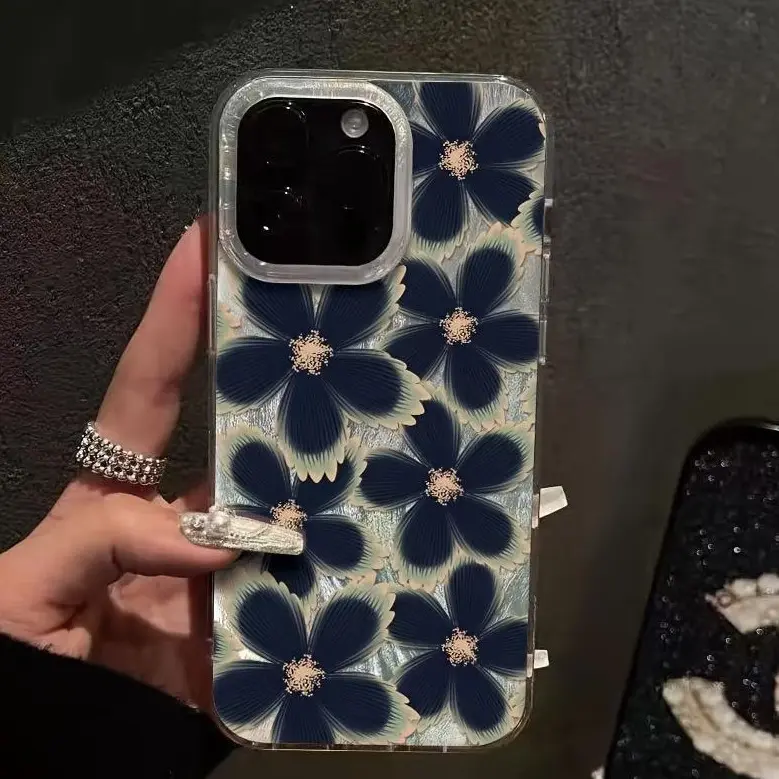 Luxury Floral Pattern Cellphone Cover for iPhone 17,16 Plus,16,15,14,13,12,11 Pro Max/Pro/Plus,AIR,Xs - TPU & PET Material, Anti-Fingerprint, Shockproof Airbag Corners, Precise Cutouts, Protective Durable Mobile Phone Accessories