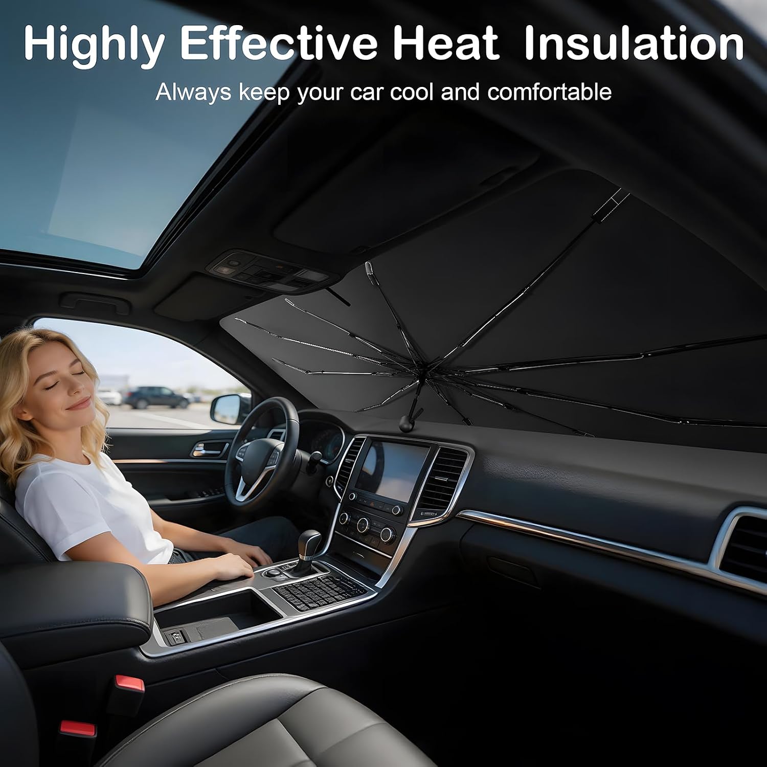 Two Packs Portable car sunshade, windshield sunshade, foldable windshield sunshade, car exterior accessories, daily car windshield cooling umbrella