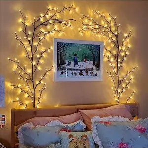 7.5Ft Enchanted Willow Vine Lights with Remote Timer & Dimmable Function 144 LED Flexible Artificial Branch Lights Indoor Wall Bedroom Christmas Home Decor