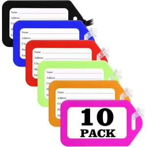 Sodsays 10-Pack Lightweight Synthetic Bright Luggage Tags, Essential Suitcase Bag Tags for Kids, Must-Have Travel Accessories (Colorful)