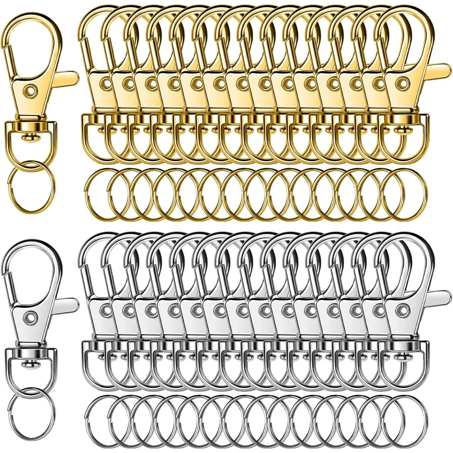 60 count Lobster Claw Clasps and Key Rings,  Making kit, Keychains Clips and Key Chain Ring, for Key Chain,  Making, Art Crafts,  &