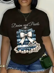 Denim and Diamond Shirt, Denim and Pearl, Western Style, Perfect for the Charm of Cowgirl.This Unisex Item Is a Item Made of Soft, Breathable and Lightweight Materials.It Has round Neck and Regular Version and Is Machine Washable.