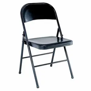 All-Steel Metal Folding Chair, Double Braced, Black