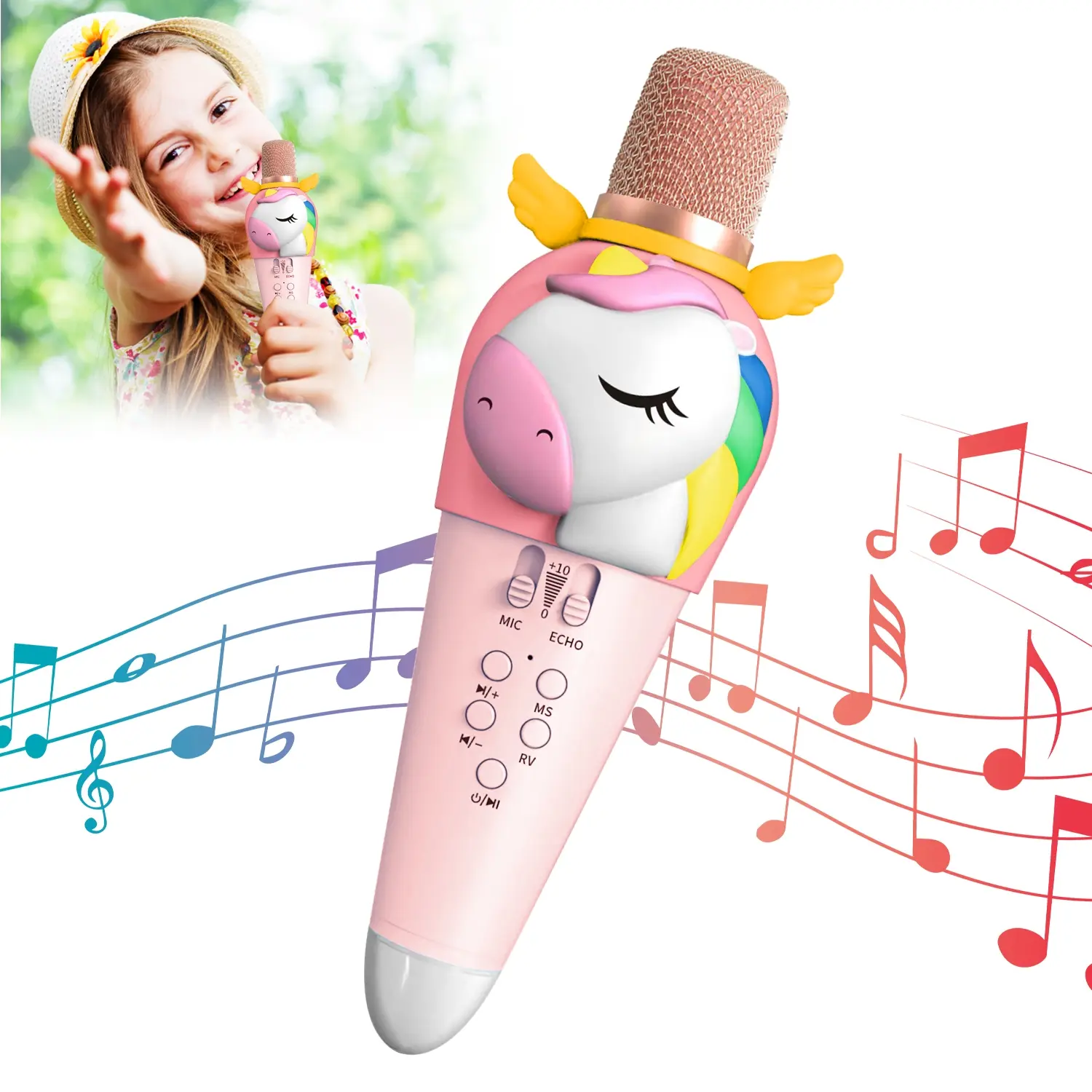 kids wireless karaoke microphone, portable handheld karaoke microphone speaker, suitable for children, girls, boys, and teenagers' birthdays