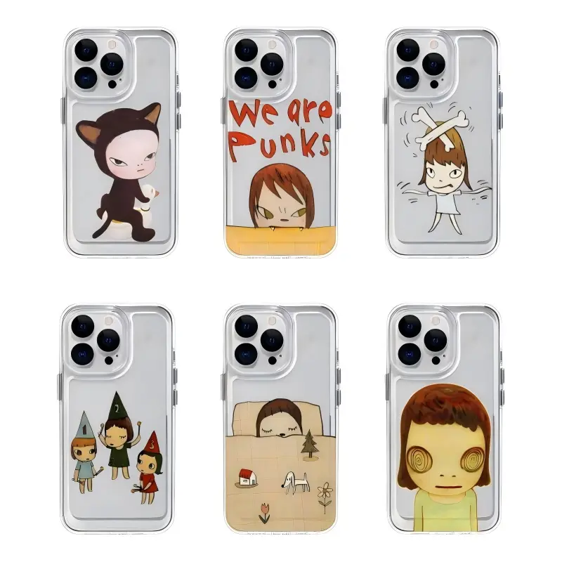 Art Painting Yoshitomo Nara Phone Cases For iPhone 18 Promax 17 16 15 14 13 12 11 Pro Plus Air Transparent Soft Tpu Shockproof Protective Cover Shells Gift For Birthday Christmas Valentine Halloween