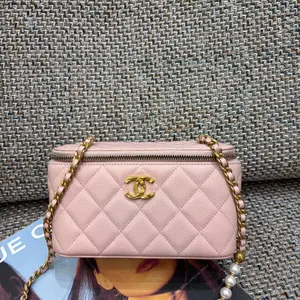 Pre-owned CHANEL Premium Grained Caviar Calfskin Leather Shoulder Bags Pearl Strap Vanity Case (Model AP3595) from the 2024 Cruise Collection（28030551）