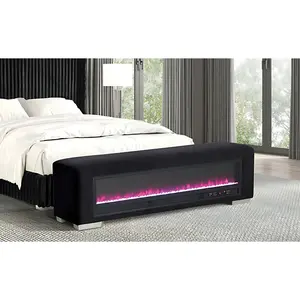 Elnath Contemporary Fireplace Bench with Bluetooth Audio & LED Flame by FOA