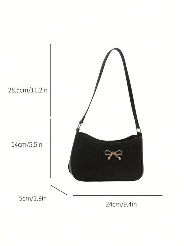 Women's Cute Half-Moon Bow Cherry Shoulder Bag, Fashion Casual Style, Plain Design, Suitable for All Seasons, Elegant Look, Half Moon Purse