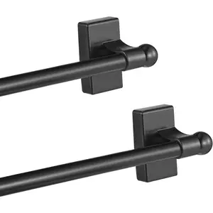 2 count  Curtain Rods for Metal Door 16 to 28 Inch, 1/2" Multi-use Adjustable Appliance  Rod for Window Frames, Cabinets, Refrigerators, Dishwashers(Black)