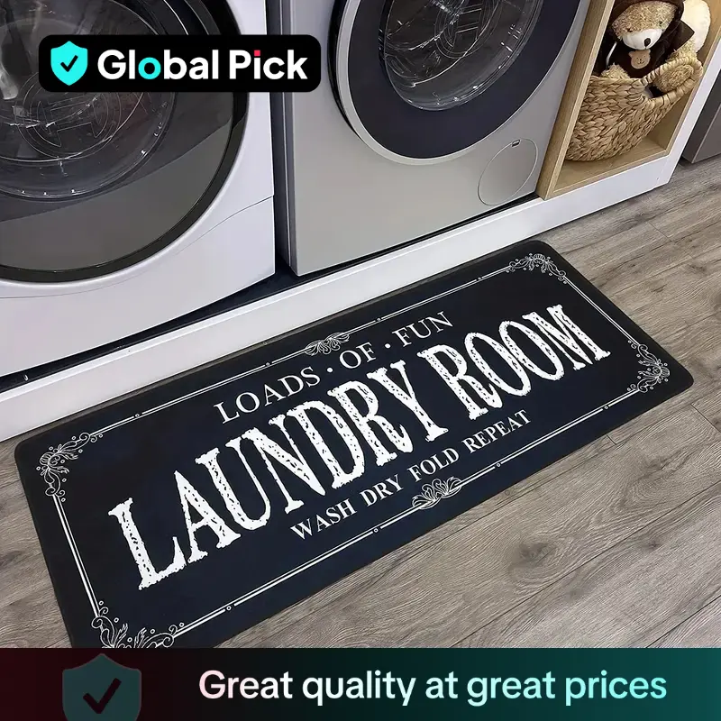 Letter Pattern Kitchen Mat, 1 Count Non-slip Kitchen Rug, Soft Absorbent Bath Mat, Decorative Carpet for Home Kitchen Living Room Bedroom