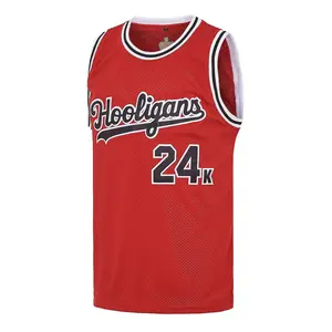 Men's Hooligans 24K Mars Hip Hop Rap Basketball Jersey Embroidery