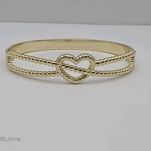 Heart infinity style bangle bracelet gold-plated 8"inches beautiful design Cuban Chain Pendant Cuban Chain Link