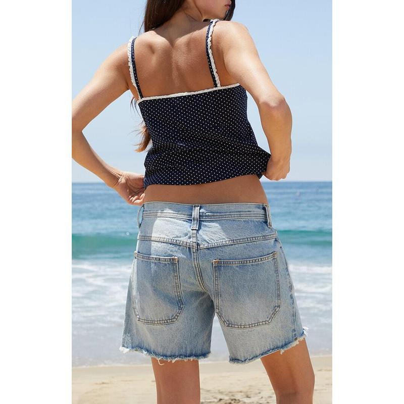 John Galt Women's Light Blue Low Rise Relaxed Jorts