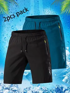 Tiktok Shop Deals-2pcs Lightweight Casual men shorts - Elastic Waist with Adjustable Drawstring, Side Pockets, Breathable Fabric for Basketball, Running, Beach & Outdoor Sports - Athletic Shorts, Workout Gear, Regular Fit, Comfortable Fit, short shorts