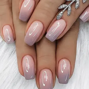 24pcs Medium-Length Square Gradient Press-On Nails - For Women, Daily Wear & Festive Occasions (Wedding/Party) |   Easy Application
