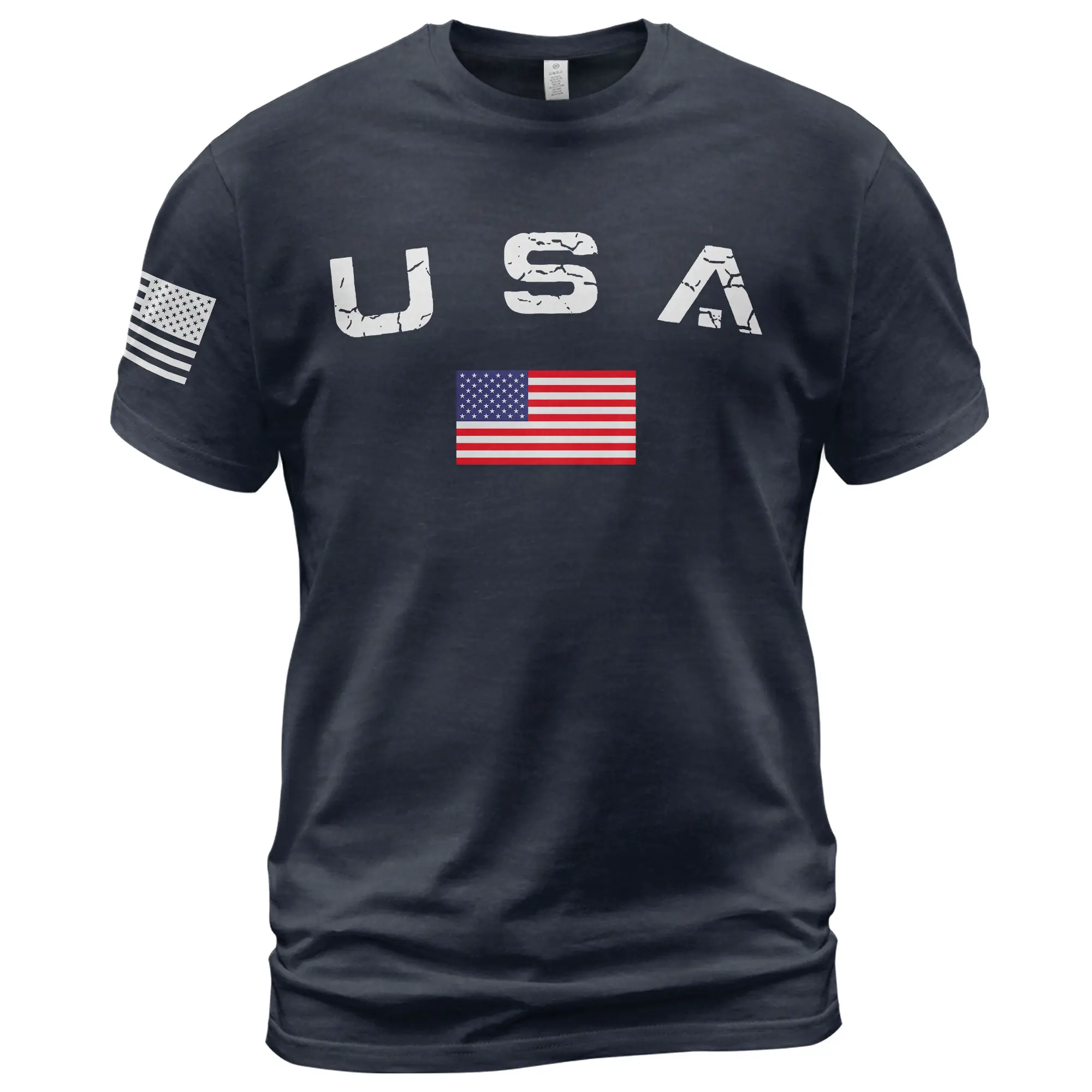 USA Flag Shirt, Vintage American Flag Graphic Tee, National Pride Flag Symbol Arms Tee Unisex T-Shirt, Patriotic Short Sleeve Crew Neck Top