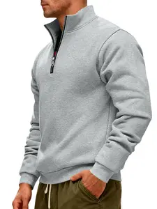 Men's Winter Fleece Lined Hoodie, Loose Fit Outdoor Warm Half Zip Stand Collar Pullover, Casual Sportswear for Men, Gym Sport Hoodies
