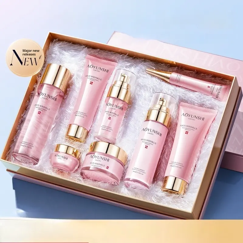 Sakura Age-Defying Skincare Set - Korean Skin Care Set 8-Piece Skin Kit Anti Aging Set to Reduce Wrinkles, Firm Skin & Restore Radiance with Deep Moisture, Moisturizer, Moisturizing Set Anti Aging Bundle