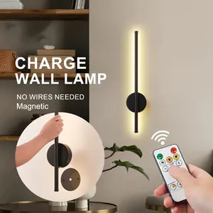 Modern minimalist black/gold 50cm rechargeable wall lamp, no wiring required, suitable for living room, bedroom, bedside, entryway, TV background wall lighting Led Wall Light