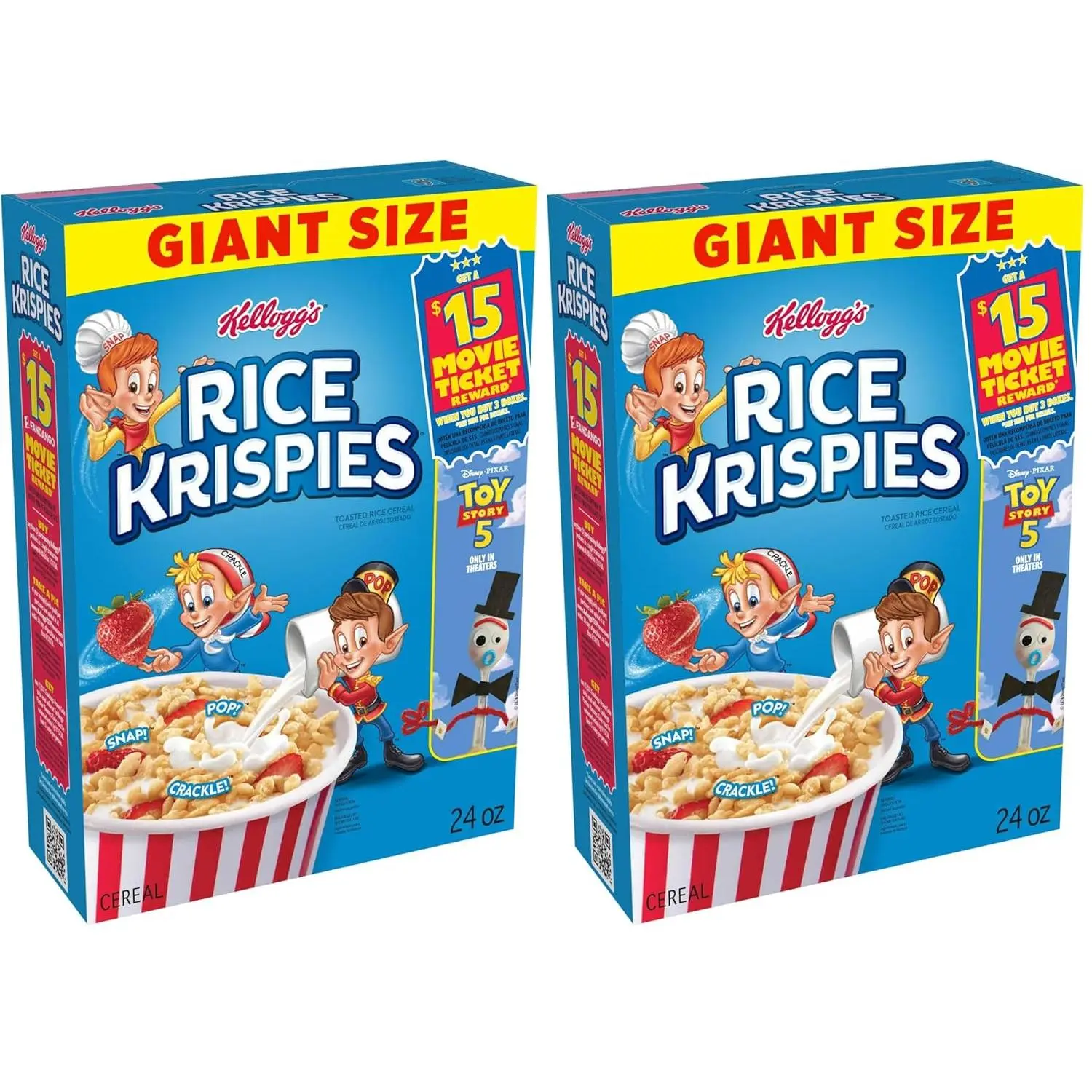 Kellogg's Rice Krispies Cold Breakfast Cereal, 8 Vitamins and Minerals, Rice Krispies Treats, Giant Size, Original, 24oz Box (1 Box)