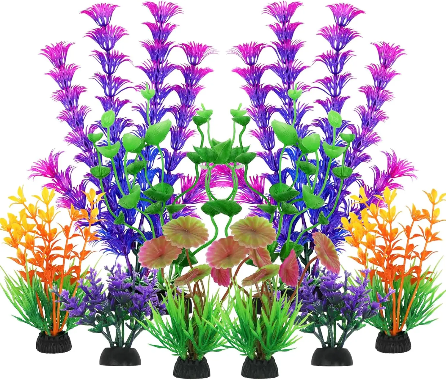 10-Count Colorful Plastic Fish Tank Decorations - Modern, Lifelike Shapes, Pedestal Base, Small Size Aquarium Accessories for Enhancing Water Movement, Enhances Habitat
