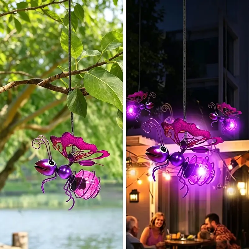 Creative bee designs metal craft jewelry, solar powered LED outdoor lights, garden courtyard porch decoration pendant lights wind chimes