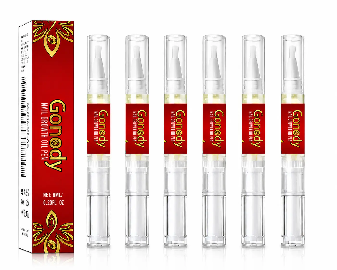 Gonody Nail Growth Oil Pen 6 Pack | Cuticle Oil Treatment for Stronger, Healthier & Hydrated Nails | Nail Repair & Nourishing Oil Pen for Brittle, Dry & Damaged Nails