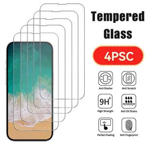 4pcs Tempered Glass for iPhone 17Air 17 16 15 14 13 12 11 Pro Max Screen Protector for iPhone 14 Plus 14Pro Glass 16Pro Max