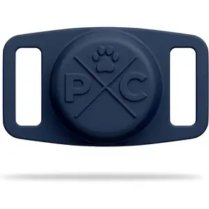 Pup Culture Airtag Dog Collar Navy Blue Durable Protective Holder for Apple AirTag Technology Secure Non-Dangling Design IP67 Water-Resistant Fits Most Collars USA Made