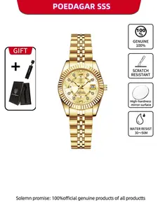 Poedagar Fashion Women's Wrist Watch Waterproof Dwartproof Luminous Date Ladies Watches Stainless Steel Quartz Watch For Woman Watch Modern Waterproof Watch