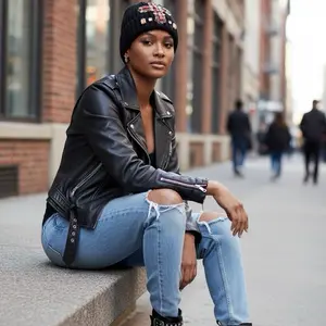 Unisex Rock Star Jeweled Cross Beanie