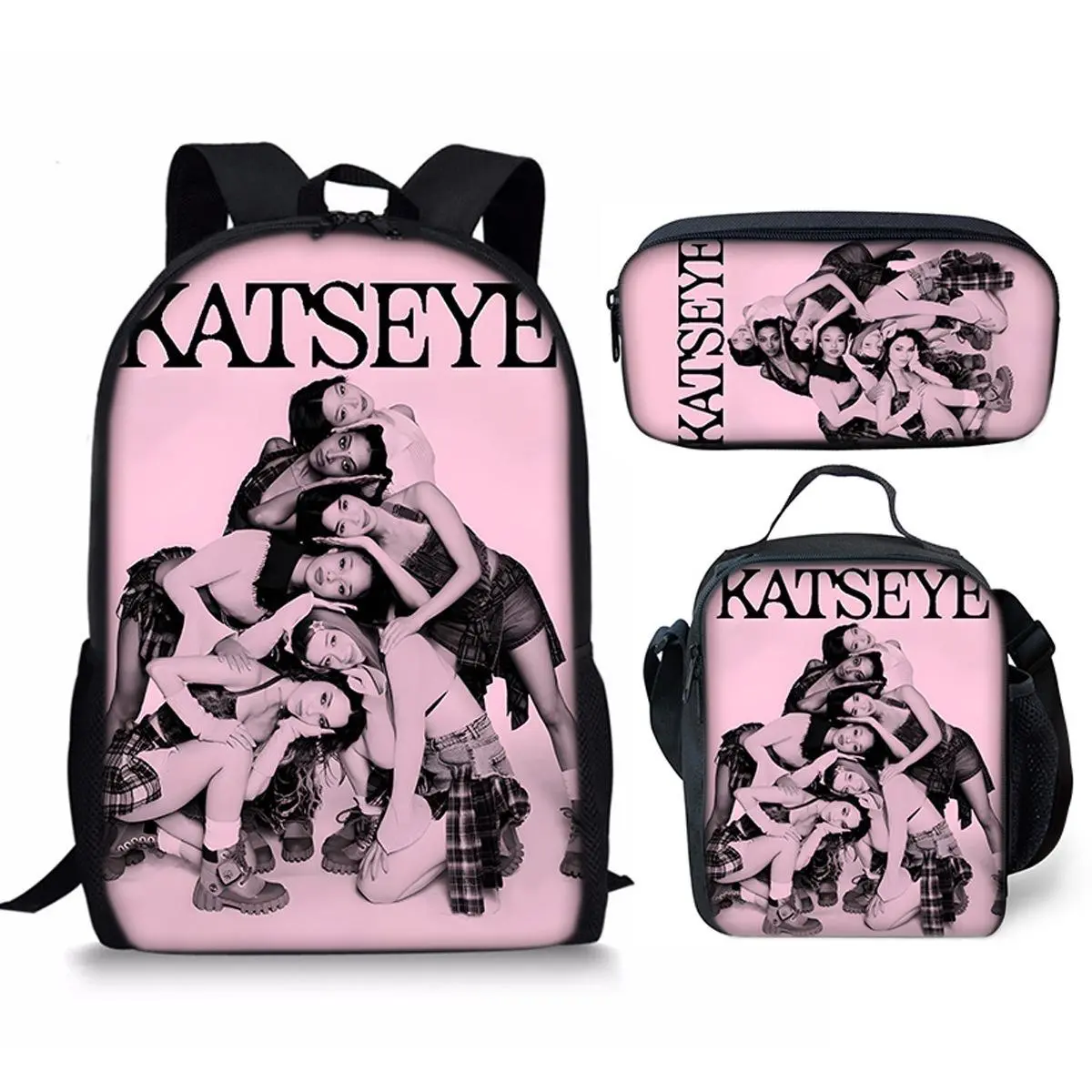 Katseye primary and secondary school schoolbag girls backpack large capacity backpack satchel pencil case three-piece set