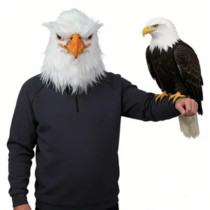 Eagle Mask - American National Bird Bald Eagle Headset, Plush+Latex Material, April Fool's Day Trick Prop, Easter Adult Party Dress Up  cosplay Party Prop  Halloween Mask whimsical design