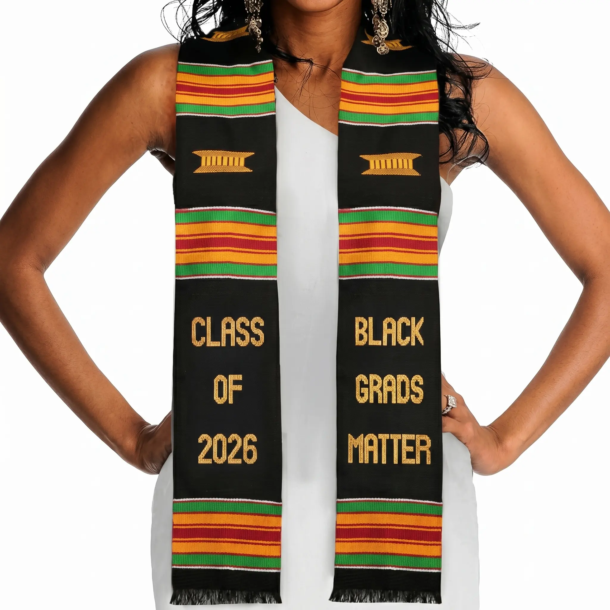 2026 Kente Graduation Stole, Black Girl Magic Handwoven African Kente Cloth Graduation Sash