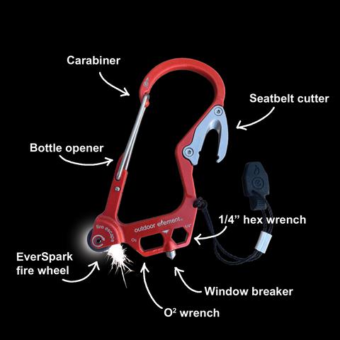Fire Escape: Fire-Starting Multitool Carabiner
