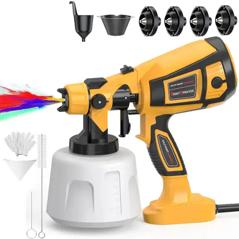 Handheld Electric Paint Sprayer Kit - 1000W (200W and Above) High-Power, 1400ml Large Container, Brass Nozzles for Wear Resistance, Adjustable Flow Control, Double-Layer Insulation, Cleaning Brush for Garden Furniture Spraying