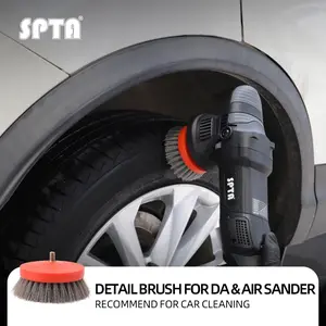 SPTA 3 inch Mini Brush for Car Polisher , Orange and Grey  Car Detail Brush Made With PP Bristle For Home & Carpet & Office & More, Detailing Brush With Thread 5/16-24 For Car Carpet Floor Mats, Kitchen, Bathroom