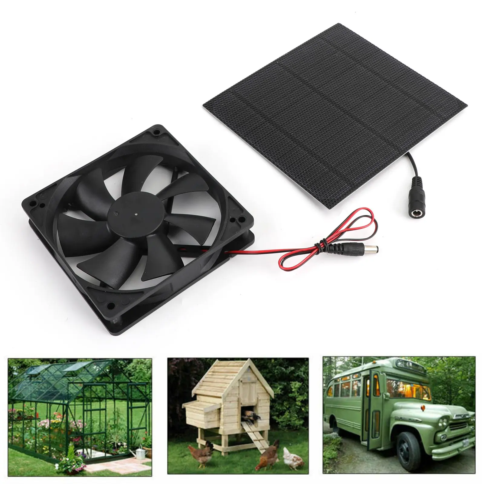 Solar Panel Powered Portable Cordless 10W Clean Energy Cooling Fan Mini Ventilator for Greenhouse, Pet House, 10W Power