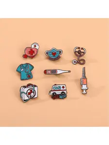 1pc Cartoon Brooch Ambulance Syringe Stethoscope Medical Kit Badge