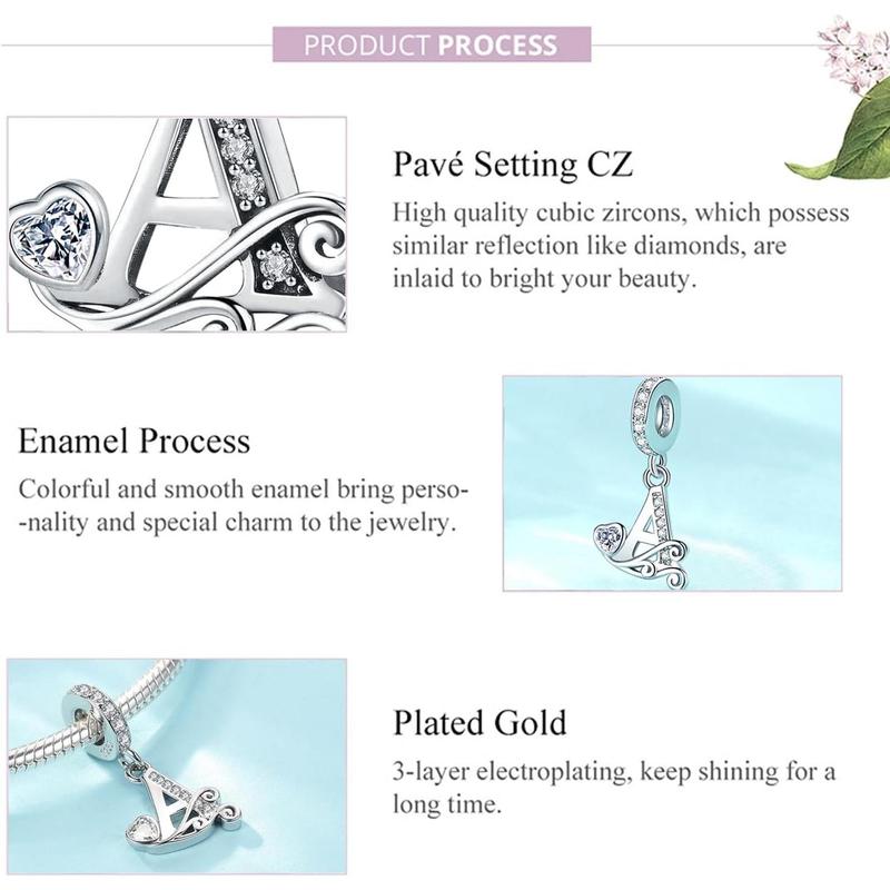 valentines gifts for gf Silver Letter Charm Fit for Pandora Charms Bracelet Alphabet Initial Dangle Charms Beads Jewelry Gifts for Women