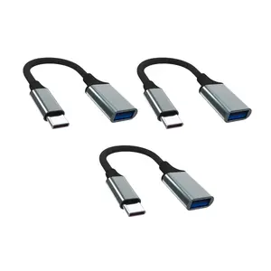 USB to USB-C Adapter with Charging and Data Transfer, Compatible with Apple, Samsung, Chromebook Devices (3 Pack)