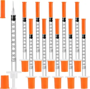 100PACK U-100 Syringes 30G 5/16" (8mm) 1ml/cc, Disposable Syringe, Lab Supplies, Individual Wrapped, Pack of 100