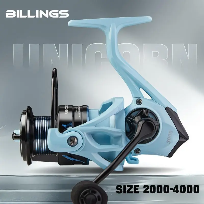 BILLINGS UNICORN 2000-4000 Series Spinning Reel, Speed Ratio 5.2:1, Maximum Brake Force 18LB, Metal Arm and Line Cup Rotating Fishing Reel, Fishing Gear for Freshwater Saltwater Fishing Tackle, Fishing Equipment