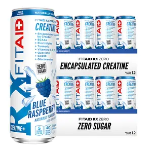 FITAID RX Zero Sugar CREATINE Clean Workout Recovery Sports Drink Blue Raspberry, BCAAs, Glucosamine, Turmeric, Electrolytes, No Sucralose Sport